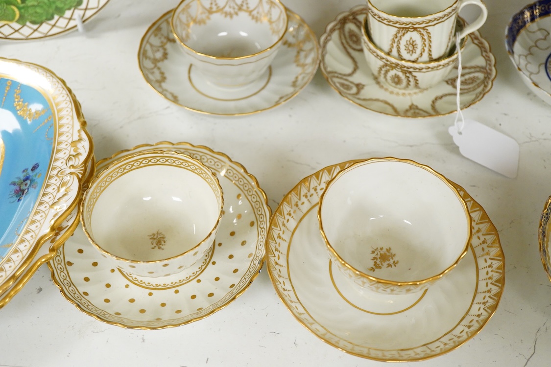 A collection of mixed late 18th/early 19th century tea wares and a Spode stone china dish - 23cm wide